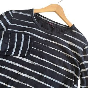 Fresh Produce Womens Jersey Knit Top Size L Striped Vacation 3/4 Sleeve